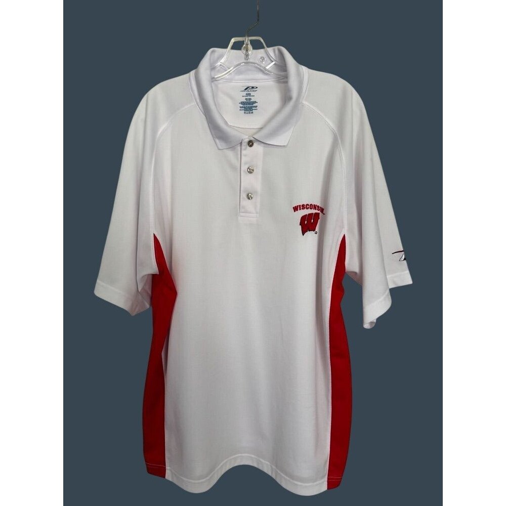 Wisconsin Badgers Men's Polo Shirt Short Sleeve Pro Player Collegiate Size XL